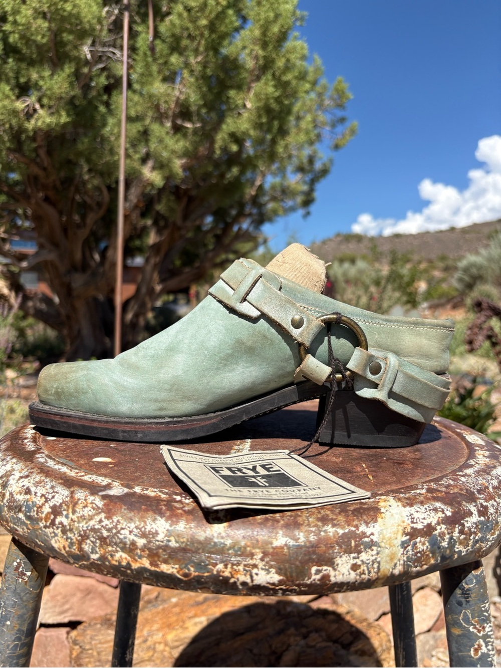 NWT FRYE 🇺🇸 RARE Vintage Belted Harness Mules Size 10